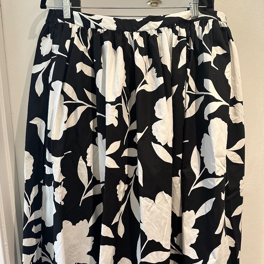 Kate Spade Monochrome Floral Midi Skirt